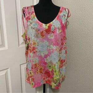 Y2K Floral Sleeveless Top, Tie Straps XXL